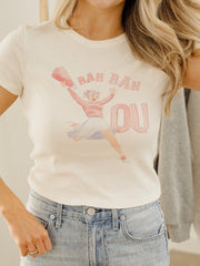 OU Sooners Rah Rah Off White Micro Cropped Tee