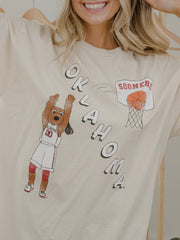 OU Sooners Retro Basketball Off White Thrifted Tee