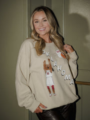 OU Sooners Retro Basketball Sand Thrifted Sweatshirt