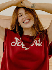 OU Sooners Script Crimson Sleeveless Sweatshirt - NOT AVAILABLE FOR WHOLESALE PURCHASE