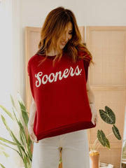 OU Sooners Script Crimson Sleeveless Sweatshirt - NOT AVAILABLE FOR WHOLESALE PURCHASE