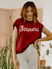OU Sooners Script Crimson Sleeveless Sweatshirt - NOT AVAILABLE FOR WHOLESALE PURCHASE
