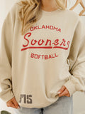 OU Sooners Softball Stencil Sand Thrifted Sweatshirt