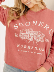 OU Sooners Stadium Coordinates Crimson LS Tee