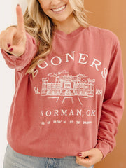 OU Sooners Stadium Coordinates Crimson LS Tee