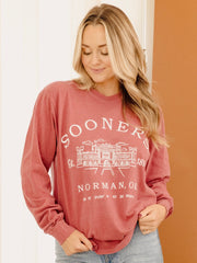 OU Sooners Stadium Coordinates Crimson LS Tee