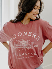 OU Sooners Stadium Coordinates Crimson Tee
