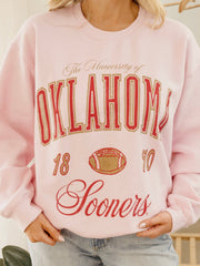 OU Sooners Wave Arch Pink Thrifted Sweatshirt