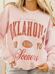 OU Sooners Wave Arch Pink Thrifted Sweatshirt