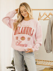 OU Sooners Wave Arch Pink Thrifted Sweatshirt