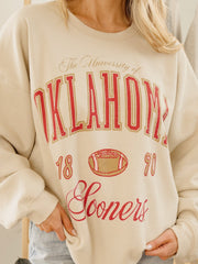 OU Sooners Wave Arch Sand Thrifted Sweatshirt