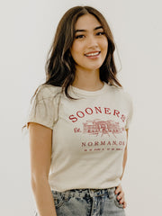 OU Stadium Coordinates Off White Micro Cropped Tee