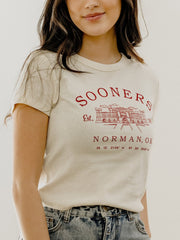 OU Stadium Coordinates Off White Micro Cropped Tee