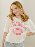 OU Wonka Football Off White Cropped Tee