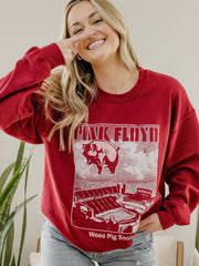 Pink Floyd Arkansas Razorbacks Animals Cardinal Thrifted Sweatshirt