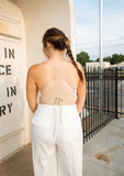 Reworked Peace Sign Off White Apron Top