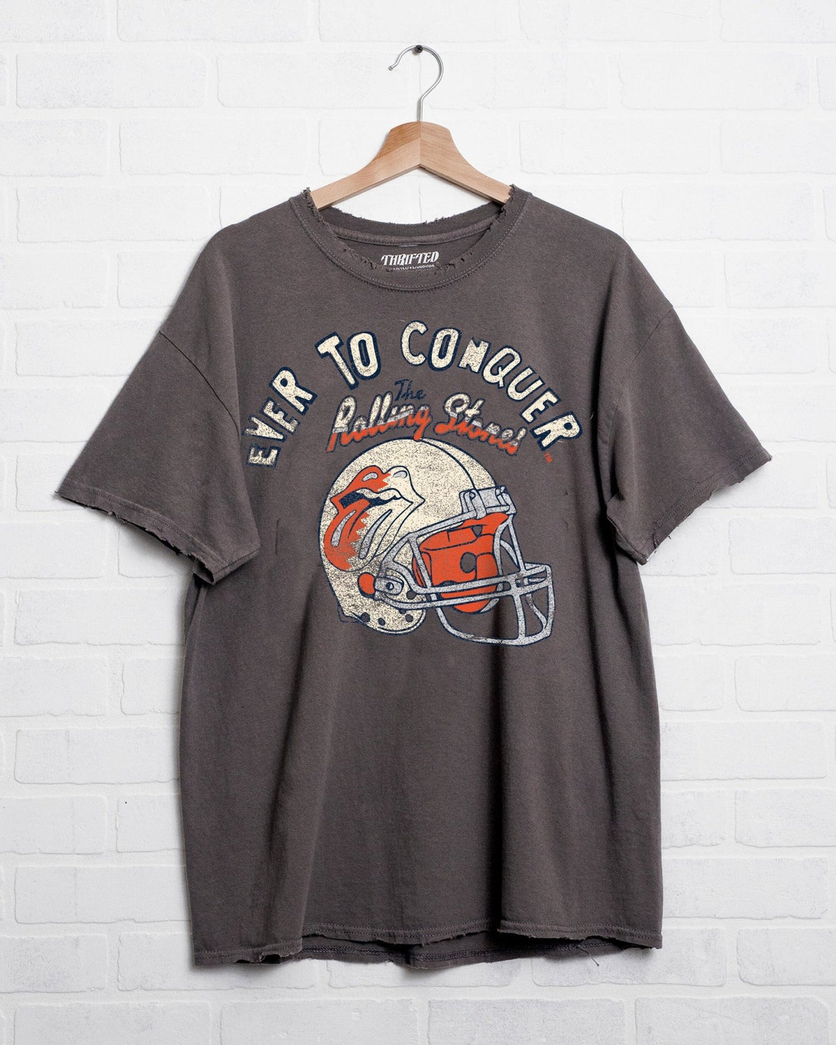 Rolling Stones Auburn Tigers Helmet Lick Charcoal Thrifted Tee