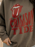 Rolling Stones Bama Crimson Tide Dazed Charcoal Thrifted Sweatshirt