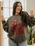 Rolling Stones Bama Crimson Tide Dazed Charcoal Thrifted Sweatshirt