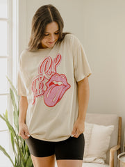 Rolling Stones Bama Crimson Tide Malibu Puff Ink Off White Thrifted Tee