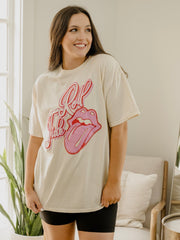 Rolling Stones Bama Crimson Tide Malibu Puff Ink Off White Thrifted Tee