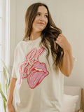 Rolling Stones Bama Crimson Tide Malibu Puff Ink Off White Thrifted Tee
