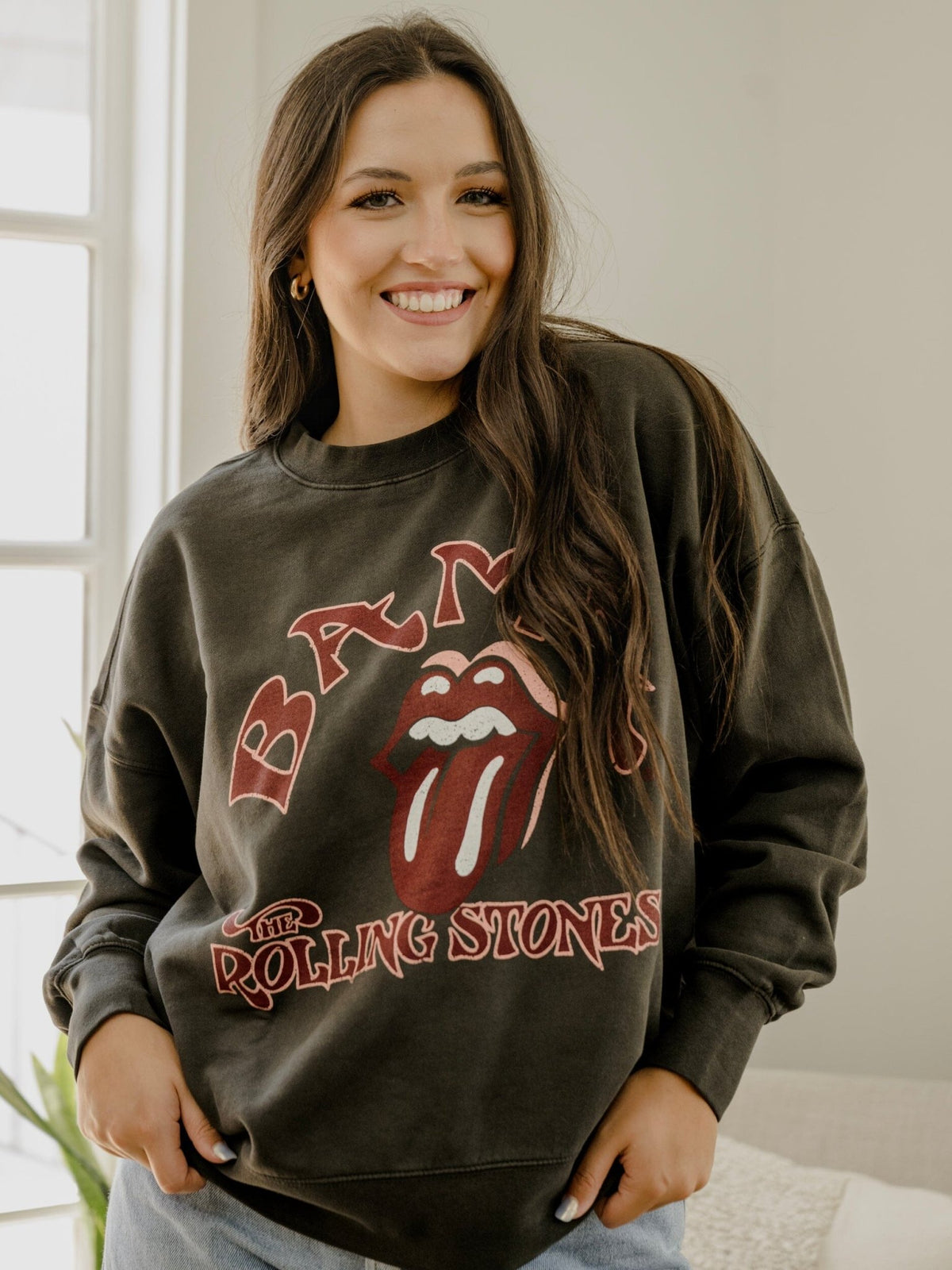 Rolling Stones Bama Psych Smoke Oversized Crew Sweatshirt