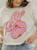 Rolling Stones Bama Roll Tide Malibu Puff Ink Off White Cropped Tee