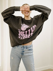 Rolling Stones Dazed Black Hi-Dive Oversized Crew Sweatshirt