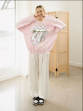 Rolling Stones Floral Lick Pink Thrifted Sweatshirt