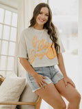 Rolling Stones Go Big Orange Malibu Puff Ink Off White Cropped Tee