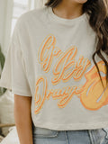 Rolling Stones Go Big Orange Malibu Puff Ink Off White Cropped Tee