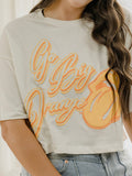 Rolling Stones Go Big Orange Malibu Puff Ink Off White Cropped Tee