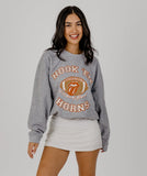 Rolling Stones Hook Em Horns Football Lick Gray Thrifted Sweatshirt