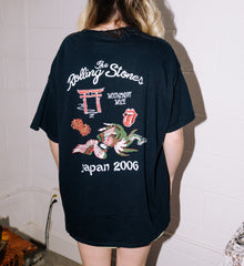 Rolling Stones Japan 2006 Black Thrifted Distressed Tee (FINAL SALE)