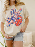 Rolling Stones KU Jayhawks Malibu Puff Ink Off White Thrifted Tee