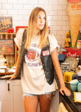 Rolling Stones KU Rock Chalk Jayhawks Football Lick Off White Thrifted Tee