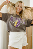 Rolling Stones LSU Tigers Baseball Diamond Off Black Thrifted Tee
