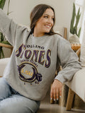 Rolling Stones LSU Tigers College Seal Gray Thrifted Sweatshirt