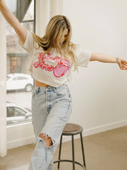 Rolling Stones Malibu Puff Ink White Cropped Tee