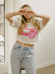 Rolling Stones Malibu Puff Ink White Cropped Tee