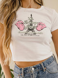 Rolling Stones Paris Puff Ink White Micro Cropped Tee