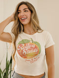 Rolling Stones Peach Off White Micro Cropped Tee