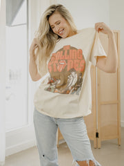 Rolling Stones Stage Circle Off White Thrifted Distressed Tee