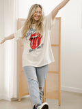 Rolling Stones Start Me Up Off White Thrifted Distressed Tee