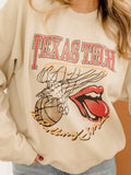 Rolling Stones Texas Tech Basketball Net Sand Thrifted Sweatshirt