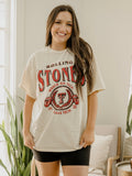 Rolling Stones Texas Tech College Seal Off White Thrifted Tee