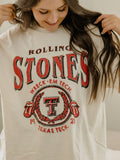 Rolling Stones Texas Tech College Seal Off White Thrifted Tee