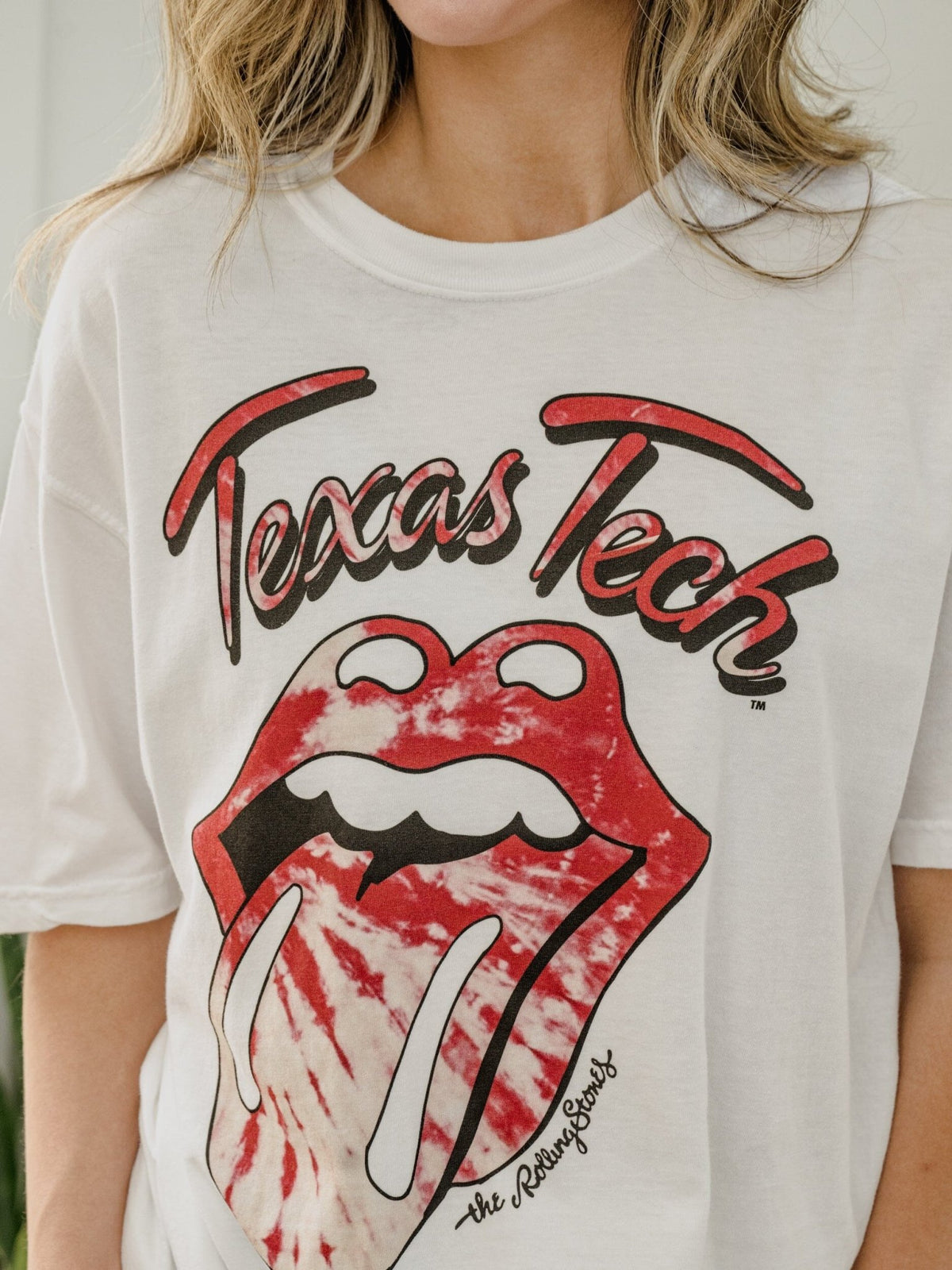 Rolling Stones Texas Tech Tie Dye Lick White CC Tee