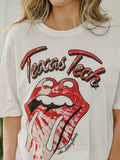 Rolling Stones Texas Tech Tie Dye Lick White CC Tee